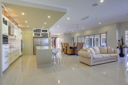 Family Room, Dining and Kitchen